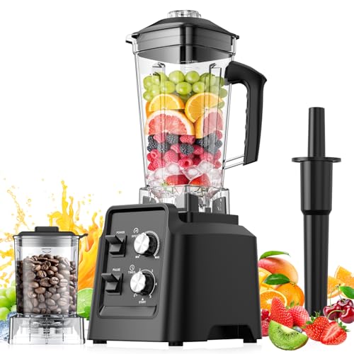Blender, 1800W Blender with Grinder - 6-Blade Professional Smoothie Blenders for Kitchen, Crushes Ice, Self-Cleaning, 68oz & 20oz Jars Dishwasher Safe, for Baby Food, Nut Butter