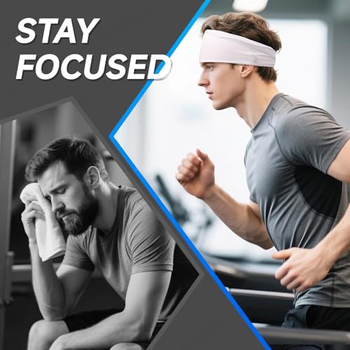 Image of Sweat Headbands for Men,6 Pack Workout Sports Hairband for Gym, Ideal for Fitness,Running,Cycling,Hike