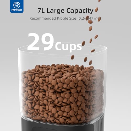 PAPIFEED Automatic Cat Feeder 2 Cats, 2.4G WiFi Cat Food Dispenser with App Control, 7L Slow Feeder Timed Cat Feeder for Dry Food, 10 Meals/Day, 12 Portions/Meal, Dual Power Supply, Black - Image 6