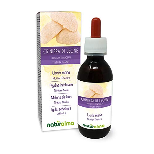 Melena de león o Seta erizo (Hericium erinaceus) hongo Tintura Madre sin alcohol Naturalma - Extracto líquido gotas 120 ml - Complemento alimenticio - Vegano