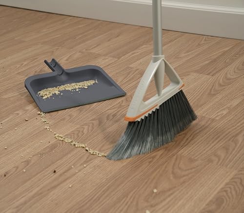 Image of Superio Clip-On Dustpan with Rubber Lip - 10-inch Wide Durable Plastic Dust Pan with Comfort Grip Handle, Lightweight Multi Surface, Heavy Duty, Easy Sweep Broom Gray