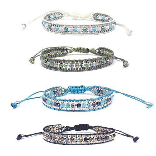 TONAUP Böhmische Gewebte Armbänder, Handgefertigt Verstellbar Freundschaftsarmbänder, Geflochtenes Wickelarmband Armband für Damen Herren Handgelenk Fußkettchen (Color A)