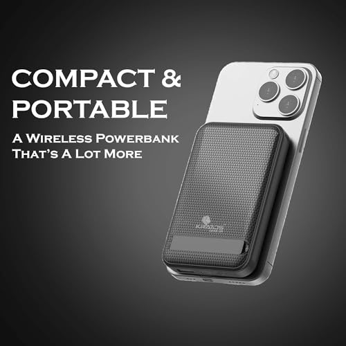Image of Kratos 22.5w Fast Charging wireless power bank for iPhone,10000mAh,USB Type C Connector,15w Wireless Output,for magsafe powerbank for iphone 12&above,All wireless Enable phone of Samsung,Oneplus,Black