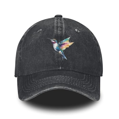 Birds Printed Baseball Cap Adjustable Vintage Washed Distressed Denim Trucker Hat for Women Men
