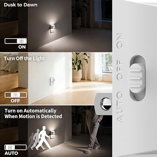 Image of DORESshop LED Night Light[2 Pack], Night Lights Plug into Wall, 3 Mode Plug in Night Light with Motion Sensor, Dusk to Dawn Sensor, Nightlights for Adults, Bedroom, Bathroom, 5000K White Cover