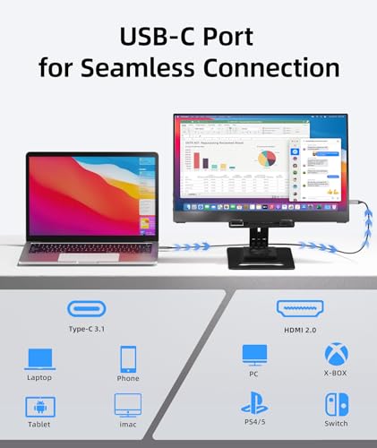 Image of Ingnok Dual Portable Monitor -15.6'' +18.5 inch 100% sRGB FHD 1080P Ultra Slim External Screen with USB C /HDMI for Laptop, Mac, PC, Phone, PS4, PS5, Switch