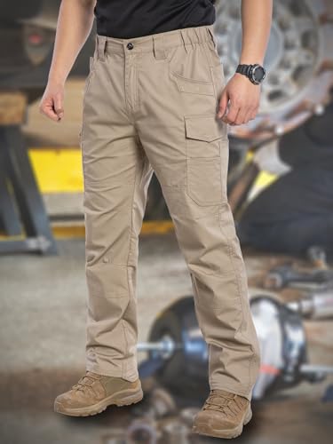 Image of CARWORNIC Men's Stretch Ripstop Work Pants Water Resistant Flex Cargo Pants Lightweight EDC Operator Tactical Utility Pants