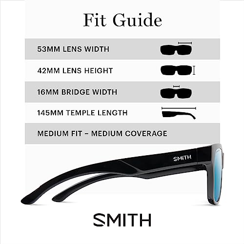 Image of SMITH Lowdown Slim 2 Sunglasses - Performance Sports Active Sunglasses For Running or Everyday Wear - For Men & Women - Black + Blue ChromaPop Polarized Mirror Lenses