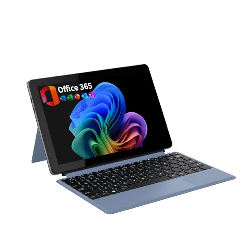2-in-1 Laptop/Tablet (2026), Windows 11 PC with Magnetic Keyboard, 1-Year Office 365, 10.1" FHD IPS Touchscreen, 8GB RAM 256GB SSD, 6500Y Processor, USB-C, 2 Stereo Speakers for Home Office Students