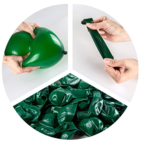Image of 100pcs Dark Green Balloons, 12 inch Green Latex Party Balloons Helium Quality for Birthday Party, Dinosour Masquerade,Baby Shower,Wedding Christmas Party Decoration (with Ribbon)
