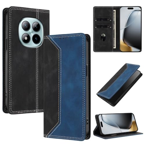 Housse cuir Redmi 12 4G 5G double motif étui clapet magnétique noir