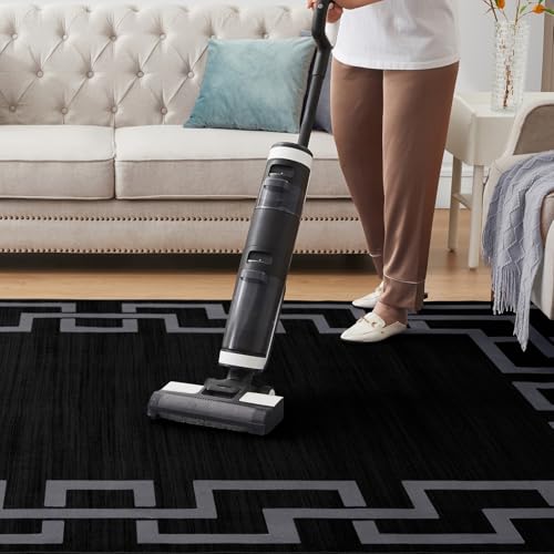 MOONLIGHT20015 Rugs for Hallway Runner 80x300 cm Large - Greek Key Style Black Area Rugs for Bedroom Living Room – Non Slip Modern Printed Carpets for Lounge, Nico Black - Image 5