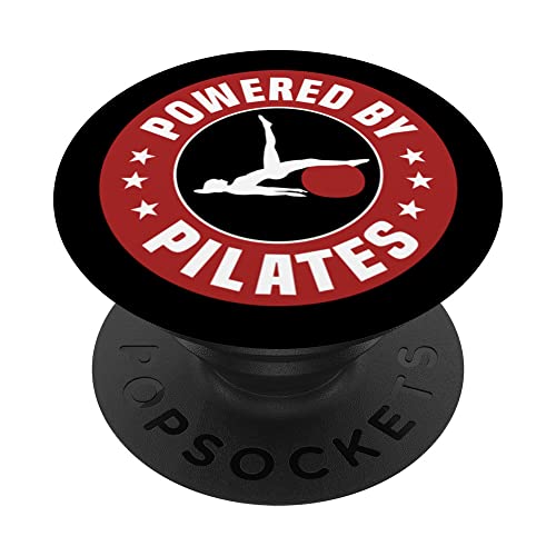 Powered By Pilates Apparel Fitness Meditation PopSockets Swappable PopGrip, Black