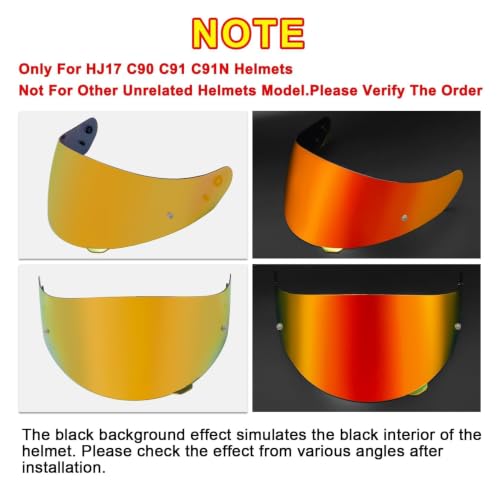 Image of PSLER Shatterproof Helmet Visor for HJ17,C90,C91,SY&CL-MAX 3,Deep Gold Red | Impact-Resistant ,UV400 Protection, Motorcycle Tinted Face Shield for HJ17,C90,C91,CL-MAX 2, IS-MAX BT, SY-MAX 3, IS-MAX 2