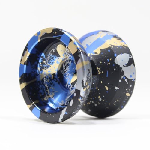 C3yoyodesign Epiphanion Yo-Yo - William Chow Design - Full Size Metal YoYo (Black/Blue/Gold/Silver Splash)
