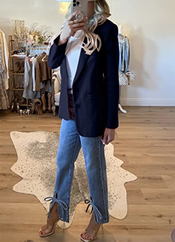 Micticsi Blazer Jackets For Women Casual Open Front Long Sleeve Lapel Pockets Office Blazers Work Suit (Navy, Small) #TOP5
