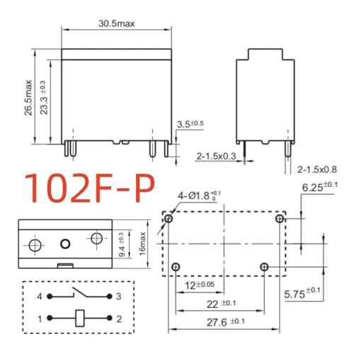 Relé JQX-102F-P 12V CC, componente electrónico de 10 pines y 20A 3