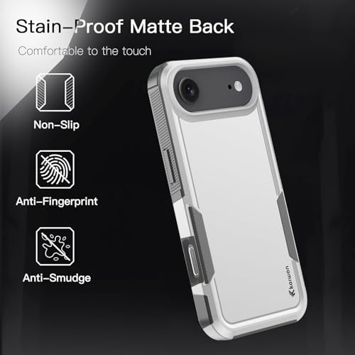Image of KARWAN Rugged Matte Back Case Cover Compatible with iPhone 17Air Military Grade Drop Protection, Heavy Duty Shockproof Hybrid TPU + PC, Anti Slip Grip, Dual Layer Camera Protection, White
