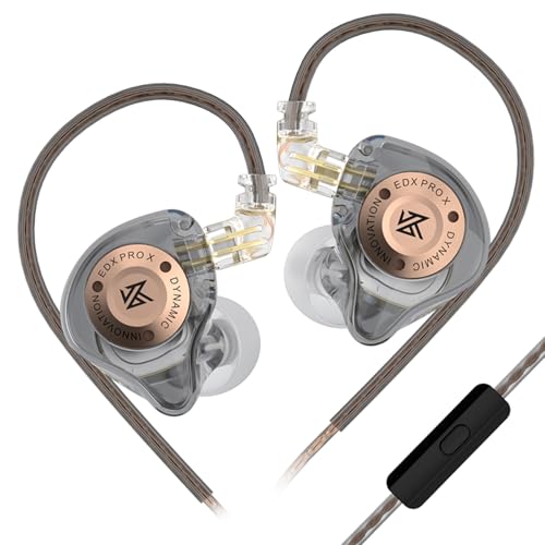 Image of KZ EDX PRO X in Ear Monitor Earbuds, IEM Earphones Headphone with Single Super-Linear Dynamic Drive, 0.75mm 2Pin Cable for Audiophile Video Music Church(Gray with Mic)