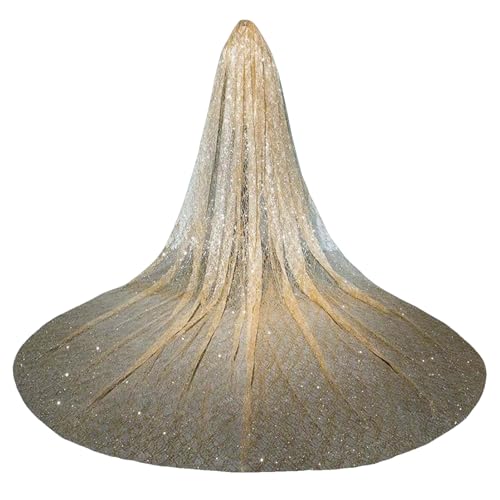 CHUYIX 300 * 300CM Brautschleier Gold Schleier Braut Lang mit Glitzer Goldener Schleier Brautschleier mit Pailletten Lang Kathedralenschleier für Hochzeiten Verlobungen Partys Bälle