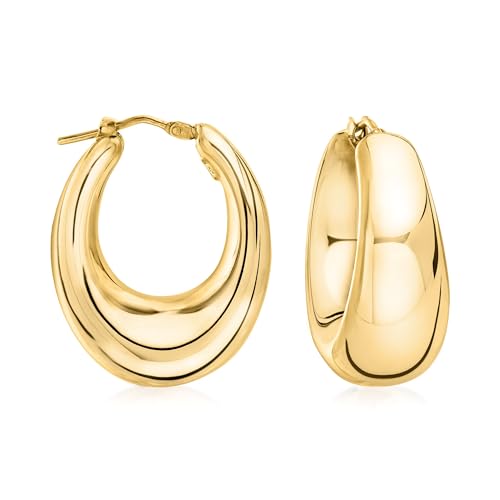 Ross-Simons Italian 18kt Gold Over Sterling Graduated Hoop Earrings