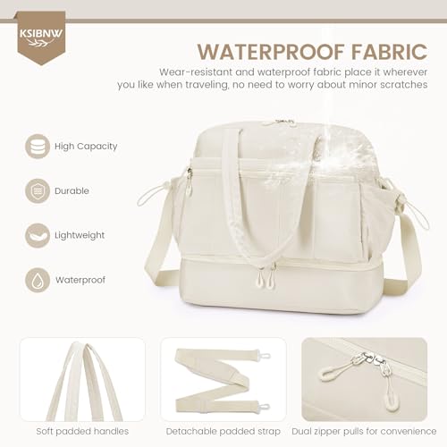 KSIBNW Gym Bag for Women Travel Duffle Bag, Water Resistant Carry on Weekender with Wet Pocket and Shoes Compartment Lightweight Personal Item Travel Bags for Yoga Hospital, with Makeup-bag, Black3