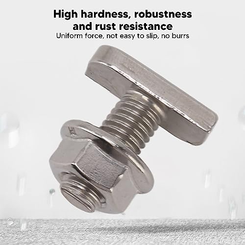 Image of 15 Set Hammer Head Bolt T Screw, T Slot Bolts M8 Stainless Steel Screws Thread T Slot Drop in Bolt for Photovoltaic and Solar Installationx