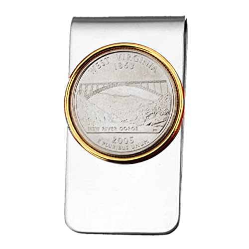 US 2005 West Virginia State Quarter BU Uncirculated Coin Two Toned Money Clip New
