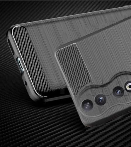 Image of NPRC Hybrid Ultra Slim Protective Case TPU Non-Slip Carbon Fiber Texture Shockproof Case Cover for Honor 90 - Black