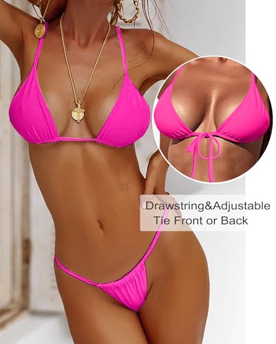 Image of XUNYU Thong Bikini Sets for Women - Brazilian Micro String Bikinis Sexy Two Piece Swimsuit Triangle Top Halter Bathing Suits
