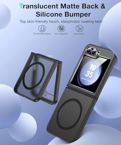 Image of NO.1 Magnetic for Samsung Galaxy Z Flip 7 FE Case Compatible with MagSafe[Military Grade Drop Tested][Translucent Matte][Anti-Fingerprint] Soft Silicone Bumper for Samsung Flip 7 FE Case,Black