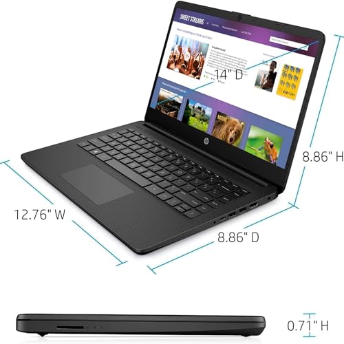 Image of HP 14 inch Laptop, Intel Processor, 8GB RAM, 128GB SSD | Copilot AI, Long Battery Life, Lightweight 3.64 lbs, Microsoft 365, Windows 11 for Students & Office, Black