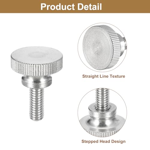Uxcell A23112200UX0357 M6X16Mm Knurled Thumb Screws, 5Pcs 304 Stainless Steel Flat Knurled Head Thumb Screws Bolts With Shoulder Grip Knobs Fasteners thumb #3