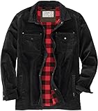 Legendary Whitetails Men's Standard Tough As Buck Flannel Lined Cordoroy Shirt Jacket, Black, Small