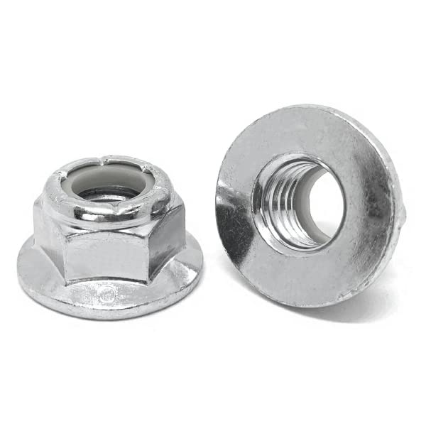 (100 Pieces) M5-0.8 A2-70 Stainless Steel Nylon Insert Hex Flange Lock Nuts