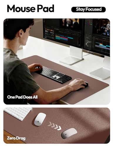 Image of YSAGi Leather Desk Protector, Office Mat, Large Mouse Mat, Non-Slip PU Leather Blotter, Laptop Desk, Waterproof Writing Pad for Office and Home (Chocolate, 47.2 inch x 23.6 inch)