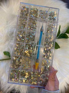 Professional Nail crystal kit, 2000pcs Multi Shape Glass Crystal AB rhinestones for Nail Art Craft Mix sizes Non Hotflix Flatback Nail Gems, Wax Pen for rhinestones