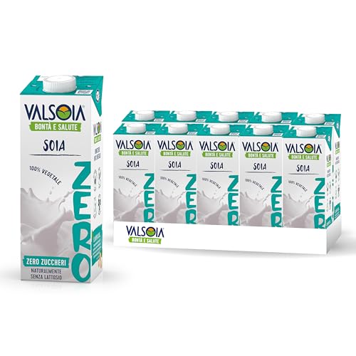 Valsoia - Bevanda Soya Zero Zuccheri, Box da 10 Tetra Brick da 1000 ml, 100% Vegetale, Senza Lattosio e Glutine, Ricco di Proteine Vegetali, Ideale anche per Vegani, Vegetariani e Celiaci