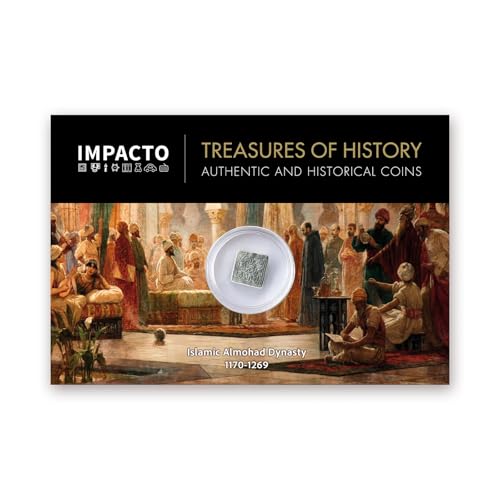 IMPACTO COLECCIONABLES | Auténtico Dirham Andalusí Almohade (Siglos XII-XIII) – Moneda Histórica con Diseño Epigráfico – Pieza Única de Colección con Certificado de Autenticidad