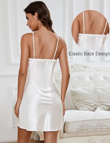 Marvmys Women's Satin Nightgown Sexy Lingerie Silk Slip Dress V Neck Chemise Mini Nighty2
