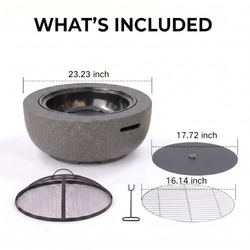 Image of Round Wood Burning fire Pit Outdoor Fireplace for Patio-23 Black