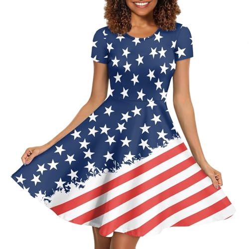 Image of Biyejit Women's Summer Casual Short Sleeve T-Shirt Swing Dress Crew Neck Plus Size S-4XL