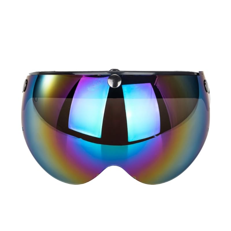 Bottone Universal Motorcycles Retro Pilot-Style Standard 3 Snap-Button Visors Flip Up Down Open Face Helmet Wind Shield Durable Three Buckle Helmet Visors Safe Helmet Visors