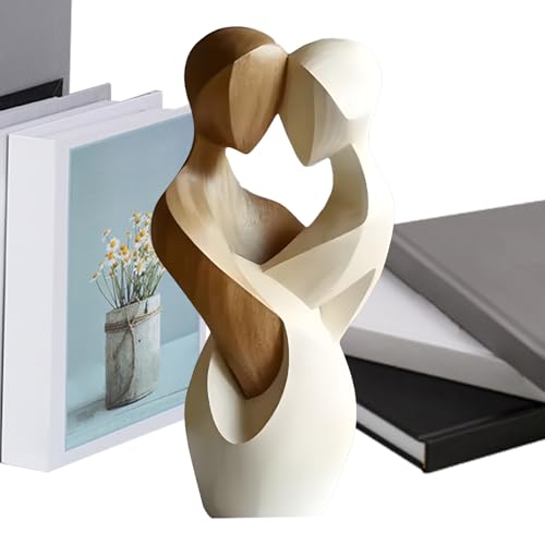 Generico Scultura Di Coppia In Legno - Figurina Astratta Di