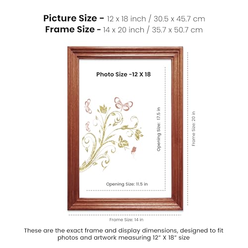 Image of Handmade Wooden Rectangular Photo Frame, 12 X 18 inch Display for Artworks, Pictures and Photos of Your Loved Ones, Best for Home, Office, Wall Decor, Living Room, Bedroom, Warm Walnut