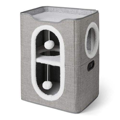 Amazon Basics Katzenhaus 2-Stöckig für Hauskatzen, Überdachte...