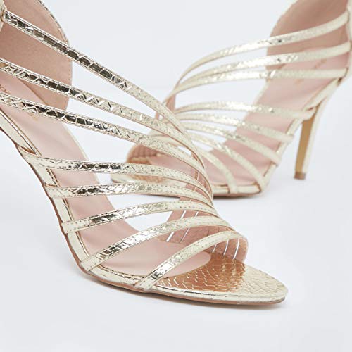 Image of shoexpress Women's Textured Strap Sandals with Stiletto Heels
