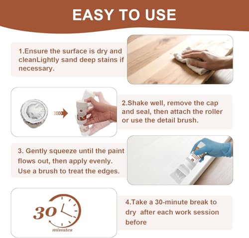 Universell einsetzbares Weiß, geeignet zum Streichen von Möbeln, Schränken, Holz und Metall – kein Schleifen erforderlich, schnell trocknend, auf Wasserbasis, für alle Oberflächen geeignet, 180 ml