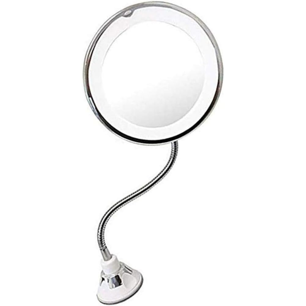 LuChangGongLu 10X Magnifying Countertop Vanity Mirror,360 Rotation Vanity Mirror with Suction Cup,Flexible LED Illuminated Makeup Mirrors