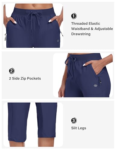 MoFiz Capri Pants for Women Lightweight Ice Cool Capris for Women Casual Summer with Zipper Pockets4